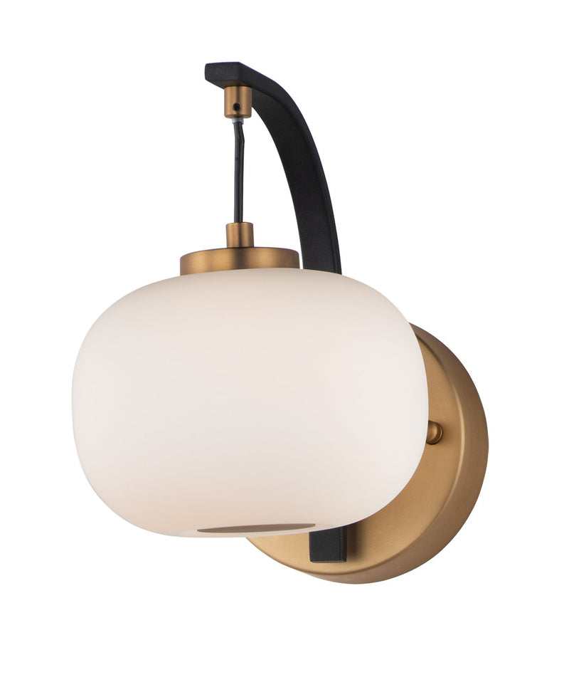 Soji 9.25" Tall LED Arm Wall Sconce in Black / Gold