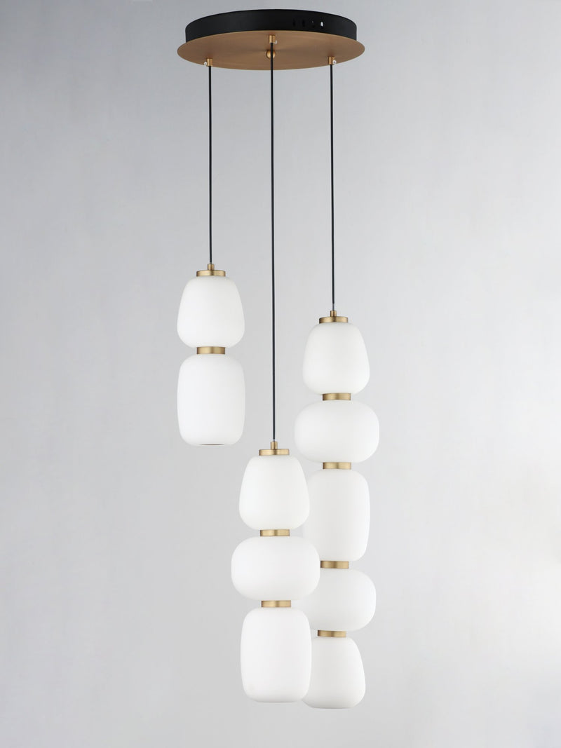 Soji 3-Light LED Pendant in Black / Gold