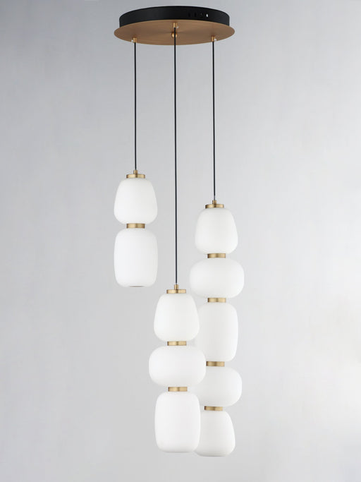 Soji 3-Light LED Pendant in Black / Gold