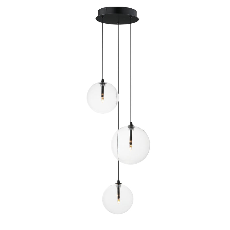 Global 3-Light LED Pendant in Black