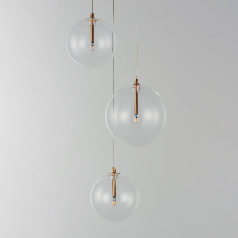 Global 3-Light LED Pendant in Natural Aged Brass