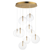 Global 9-Light LED Pendant in Natural Aged Brass