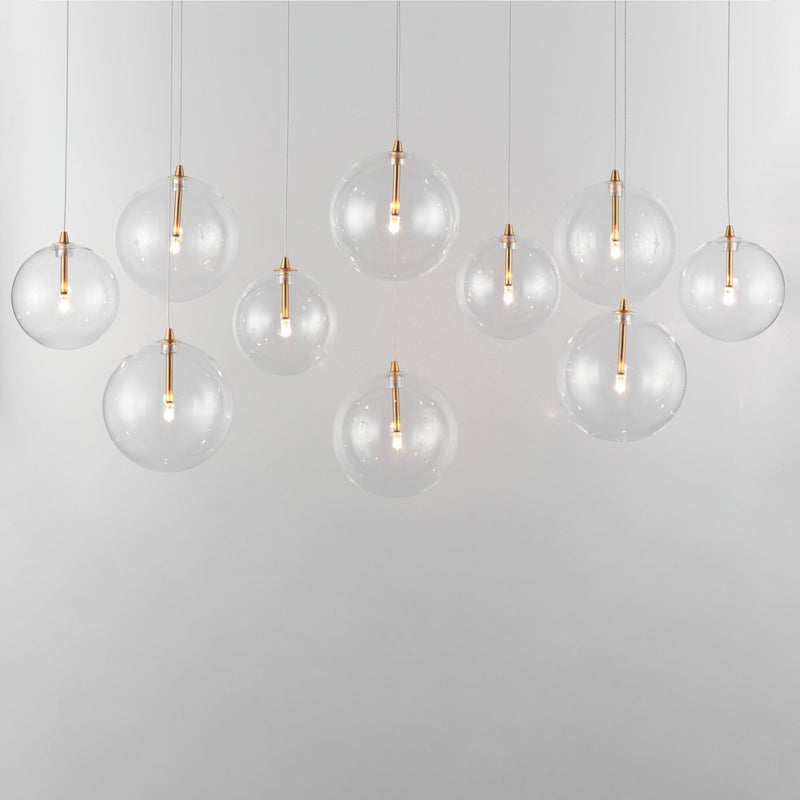 Global 10-Light LED Pendant in Natural Aged Brass