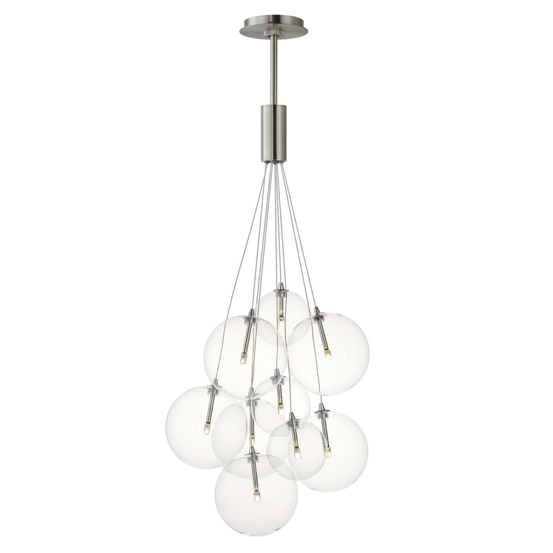 Burst 9-Light LED Pendant in Satin Nickel