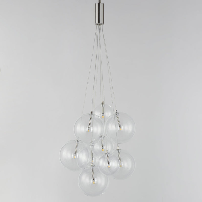 Burst 9-Light LED Pendant in Satin Nickel
