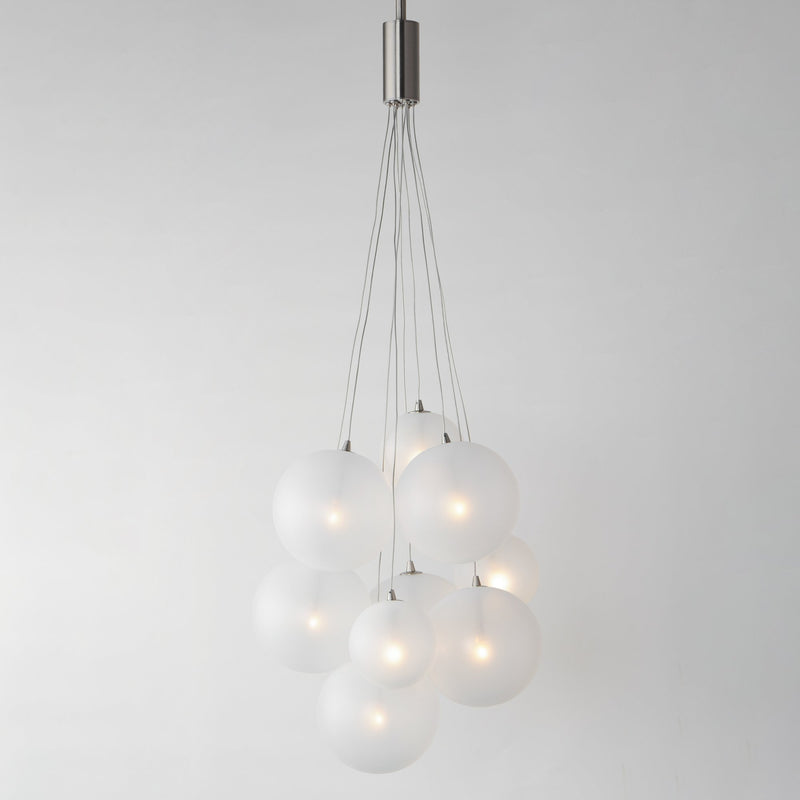 Burst 9-Light LED Pendant in Satin Nickel
