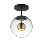 Nucleus LED Semi-Flush Mount in Black / Natural Aged Brass