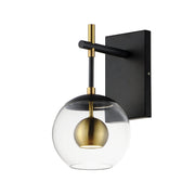 Nucleus LED Wall Sconce in Black / Natural Aged Brass