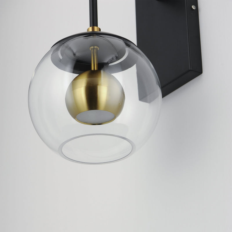 Nucleus LED Wall Sconce in Black / Natural Aged Brass