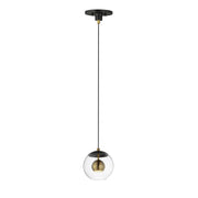 Nucleus 7" LED Pendant in Black / Natural Aged Brass