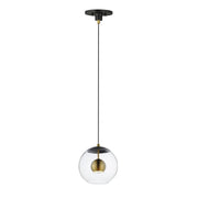 Nucleus 9" LED Pendant in Black / Natural Aged Brass