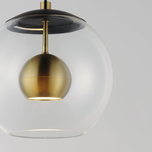 Nucleus 9" LED Pendant in Black / Natural Aged Brass