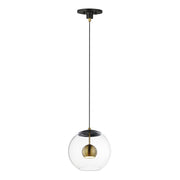Nucleus 11" LED Pendant in Black / Natural Aged Brass
