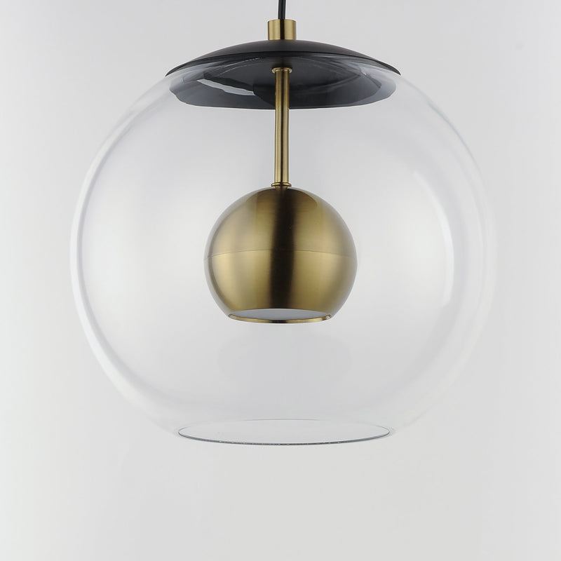 Nucleus 11" LED Pendant in Black / Natural Aged Brass