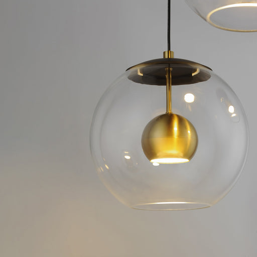Nucleus 3-Light LED Pendant in Black / Natural Aged Brass