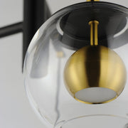 Nucleus 5-Light LED Pendant in Black / Natural Aged Brass