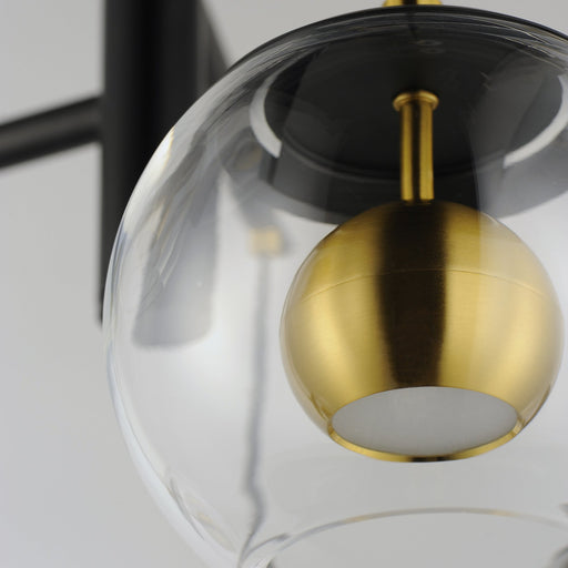 Nucleus 5-Light LED Pendant in Black / Natural Aged Brass