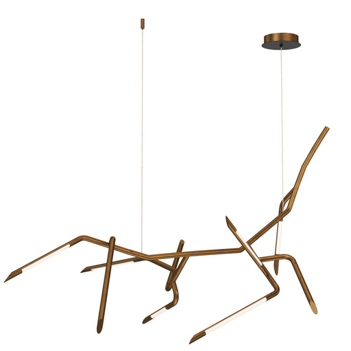 Scion 50" LED Chandelier in Weathered Brass