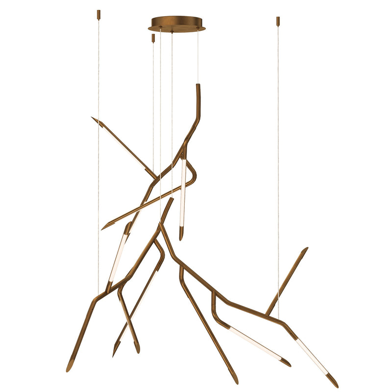 Scion 53" 3-Light LED Pendant in Weathered Brass