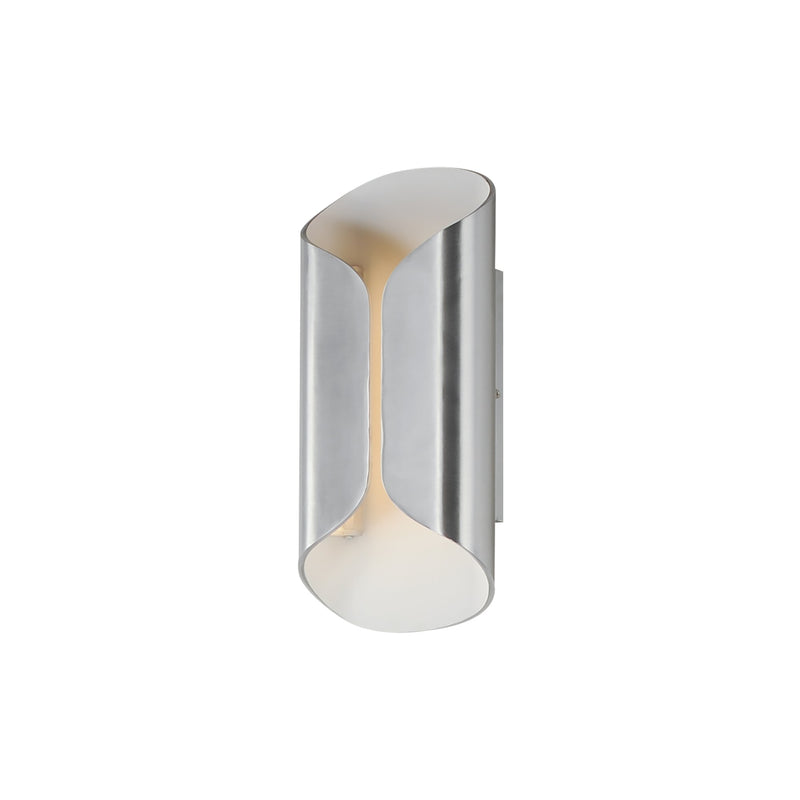 Folio 14" LED Outdoor Wall Sconce in Satin Aluminum / White