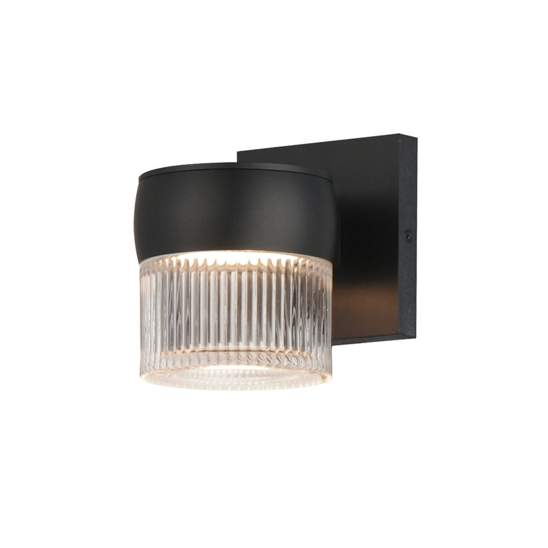 Modular 1-Light LED Outdoor Wall Sconce with Glass Shade in Black