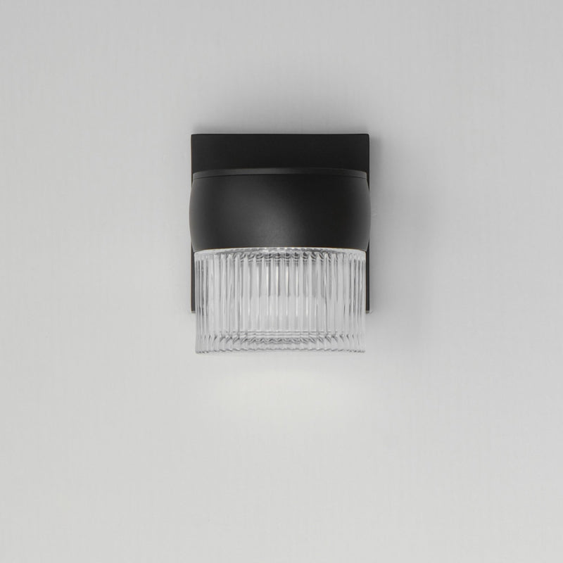 Modular 1-Light LED Outdoor Wall Sconce with Glass Shade in Black