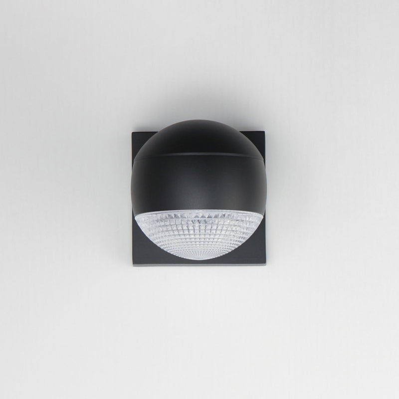 Modular 1-Light LED Outdoor Wall Sconce with Glass Shade in Black