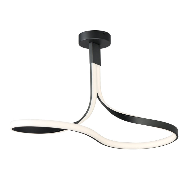 Serpentine LED Semi-Flush Mount in Black