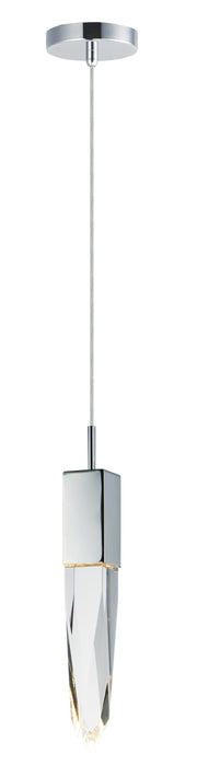 Quartz 1-Light 15.75" Tall LED Pendant in Polished Chrome