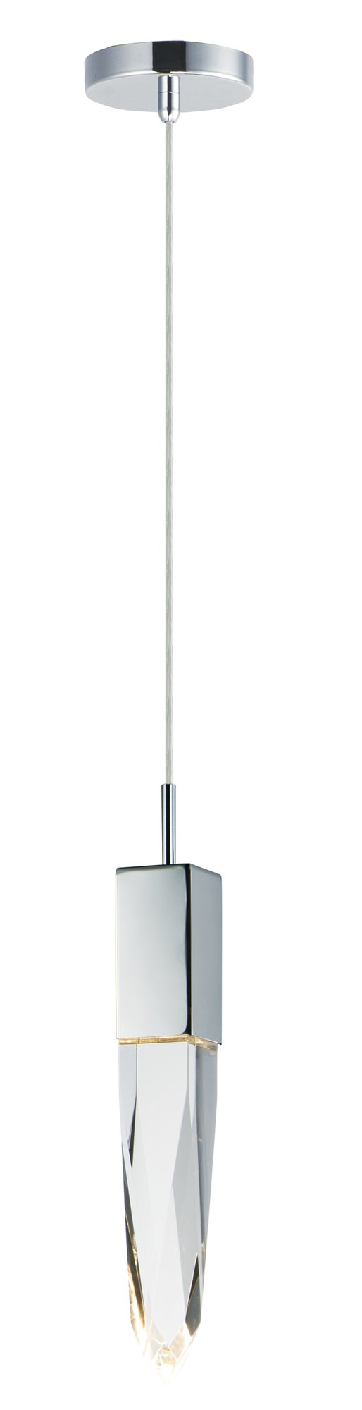 Quartz 1-Light 15.75" Tall LED Pendant in Polished Chrome