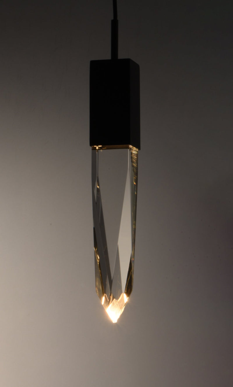 Quartz 1-Light 15.75" Tall LED Pendant in Black