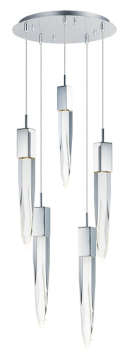 Quartz 5-Light LED Pendant in Polished Chrome