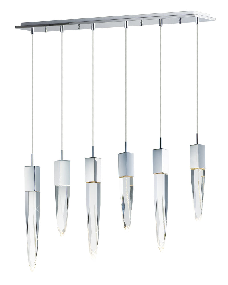 Quartz 6-Light LED Pendant in Polished Chrome