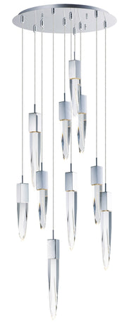 Quartz 10-Light LED Pendant in Polished Chrome