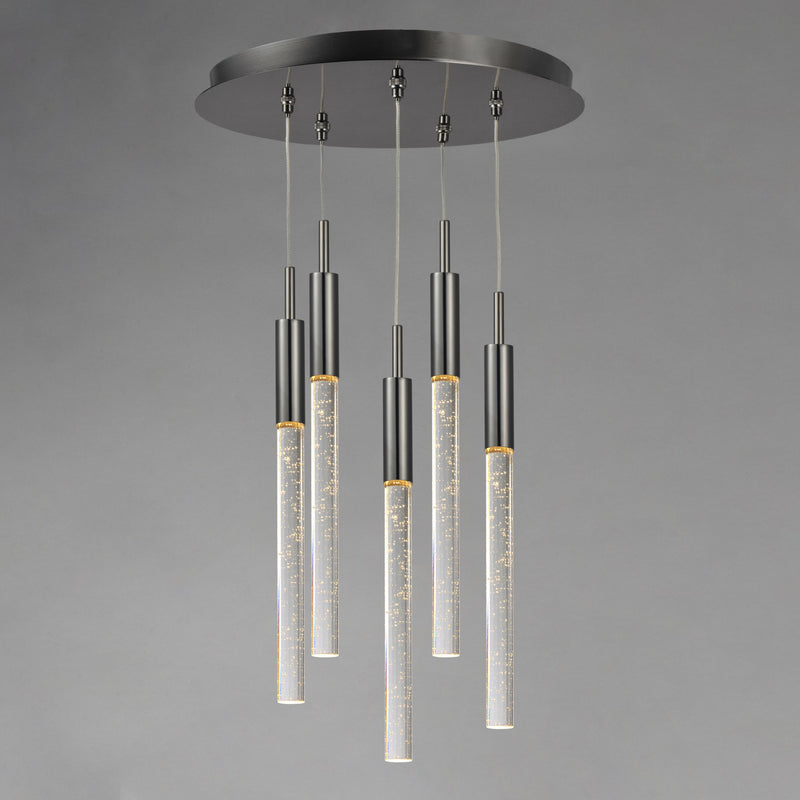 Scepter 5-Light LED Pendant in Black Chrome