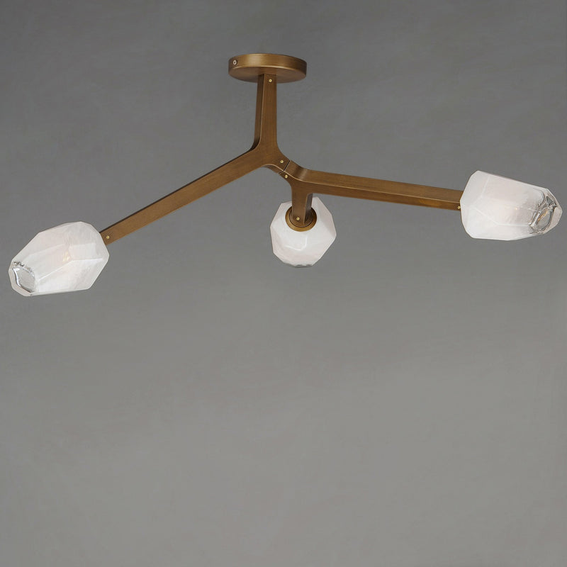 Blossom 3-Light LED Flush Mount in Natural Aged Brass