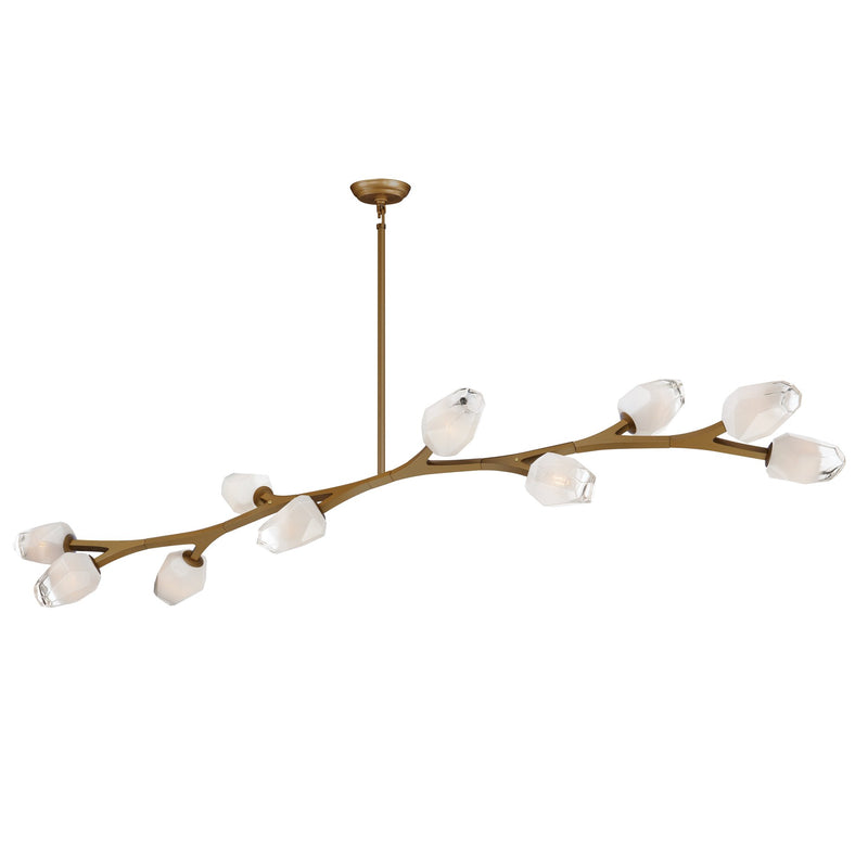 Blossom 10-Light LED Linear Chandelier in Natural Aged Brass