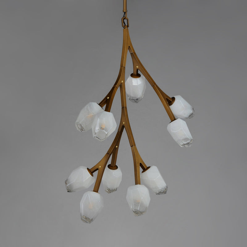 Blossom 10-Light LED Foyer Chandelier in Natural Aged Brass
