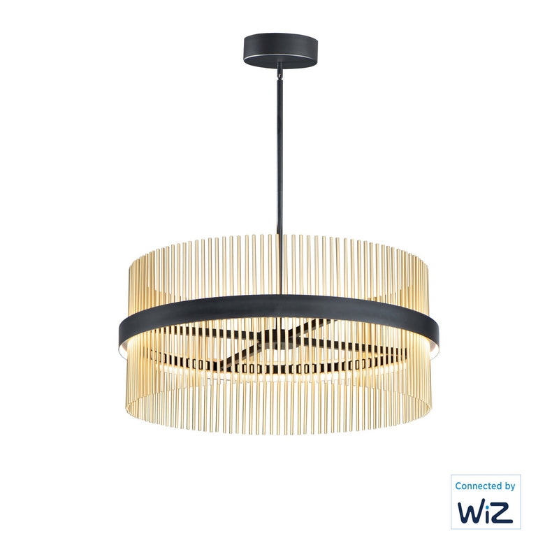 Chimes 34" LED Pendant WiZ in Black / Satin Brass