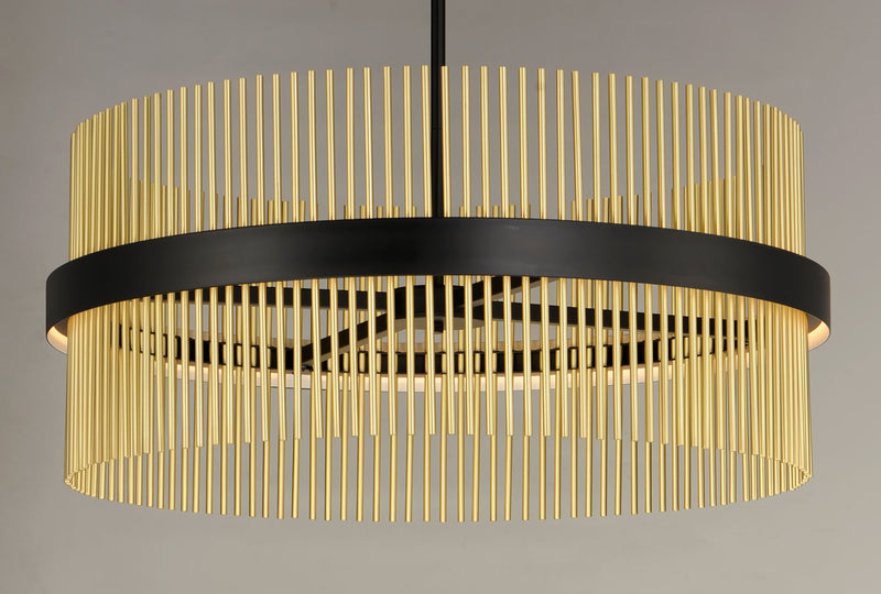 Chimes 34" LED Pendant WiZ in Black / Satin Brass