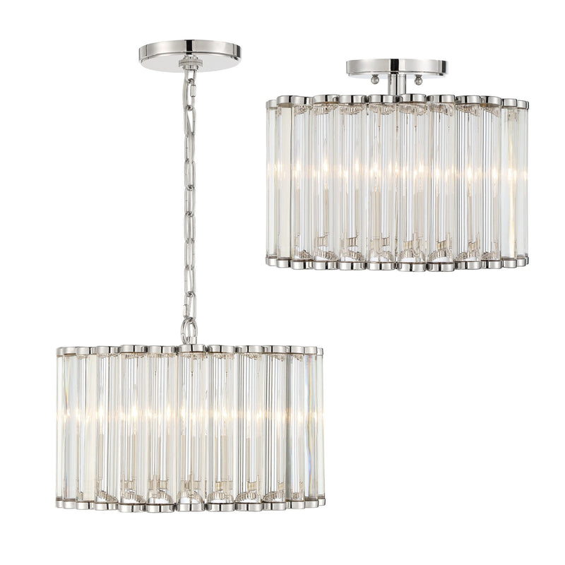 Elliot 4 Light 15.25" Pendant in Polished Nickel