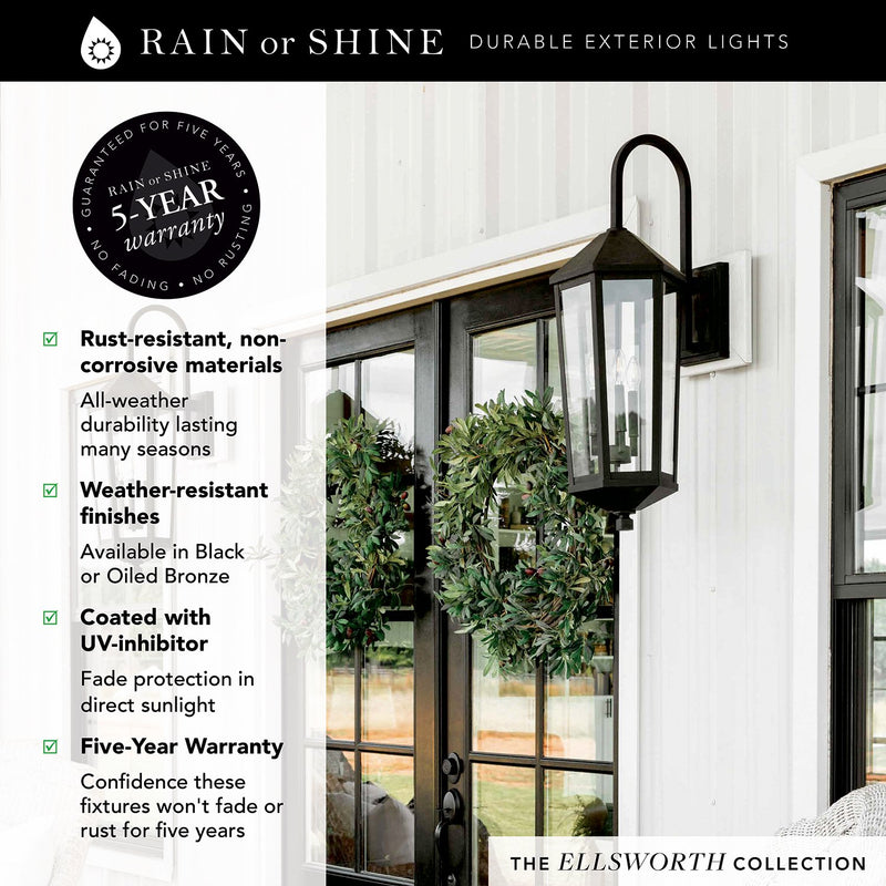 Ellsworth Small 3-Light Outdoor Wall Lantern in Black