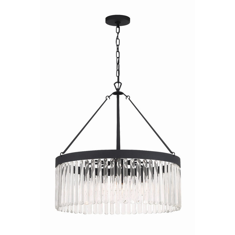 Emory 8 Light 24" Chandelier in Black Forged