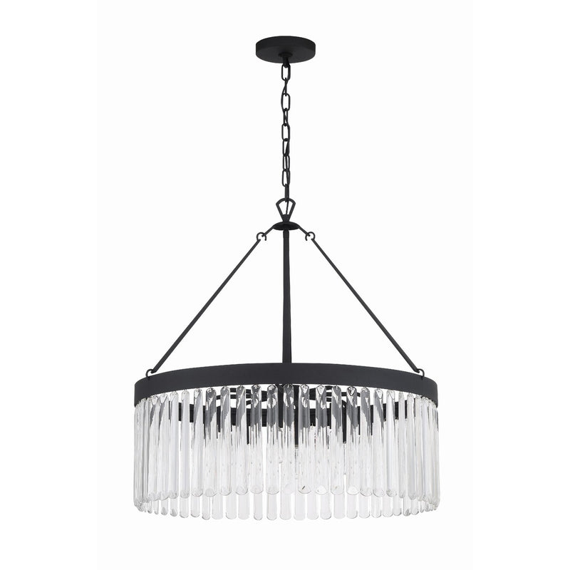 Emory 8 Light 24" Chandelier in Black Forged