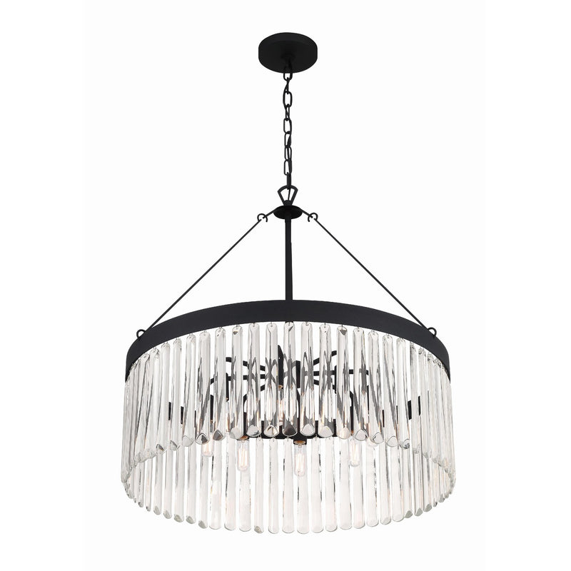 Emory 8 Light 24" Chandelier in Black Forged