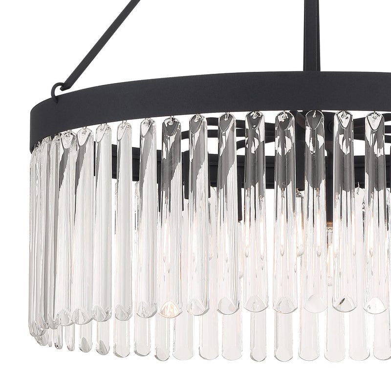 Emory 8 Light 24" Chandelier in Black Forged