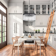 Emory 8 Light 24" Chandelier in Black Forged in a room setting