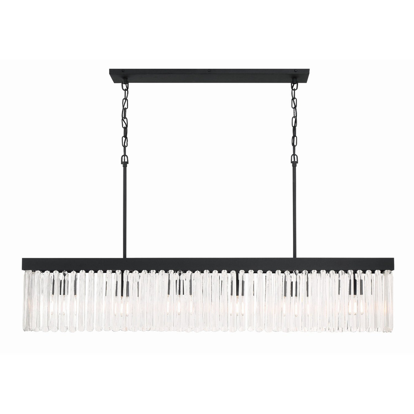 Emory 6 Light 49" Linear Chandelier in Black Forged