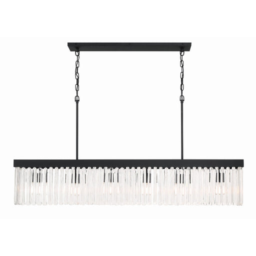 Emory 6 Light 49" Linear Chandelier in Black Forged