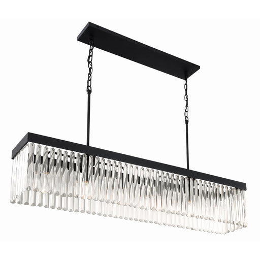 Emory 6 Light 49" Linear Chandelier in Black Forged